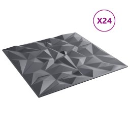 vidaXL Wandpanelen 24 st 50 x 50 cm Amethist Grijs XPS Schuim