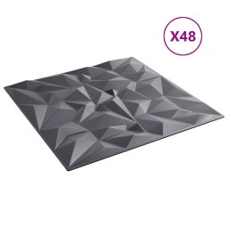vidaXL Wandpanelen 48 st 50 x 50 cm Amethist Grijs XPS Schuim