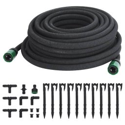 vidaXL Druppelslang 0,6'' 25 m rubber zwart