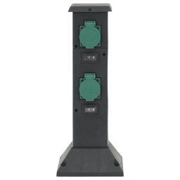 vidaXL Tuinstopcontact kolom 4-wegs 16x16x39,5 cm zwart en groen
