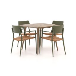 + 15% kassakorting | Bellagio Cino/ROUGH-K 90cm dining tuinset 5-delig stapelbaar - Laagste prijsgarantie!