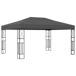 vidaXL Prieel met LED-lichtslinger 3x4 m stof antracietkleurig