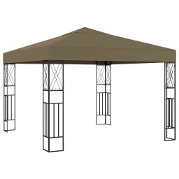 vidaXL Prieel met LED-lichtslinger 3x3 m stof taupe