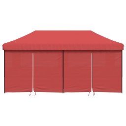 vidaXL Partytent inklapbaar pop-up met 4 zijwanden bordeauxrood