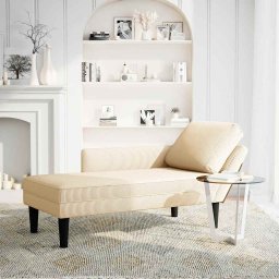 vidaXL Chaise longue met kussen corduroy stof crèmekleurig