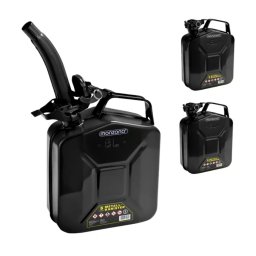 Metalen jerrycan 5 liter Zwart , Set van 3 met schenktuit