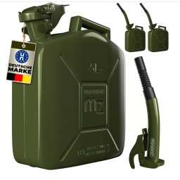 Metalen jerrycan 5 liter Groen , Set van 3 met schenktuit