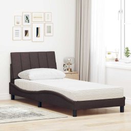 vidaXL Bed met matras "Hanko" stof donkerbruin 80x200 cm