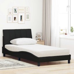vidaXL Bed met matras "Hanko" stof zwart 100x200 cm