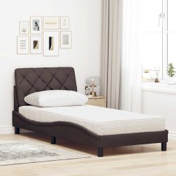 vidaXL Bed met matras stof donkerbruin 90x190 cm