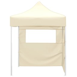 vidaXL Partytent met 2 zijwanden inklapbaar 2x2 m staal crème