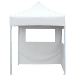vidaXL Partytent met 2 zijwanden inklapbaar 2x2 m staal wit