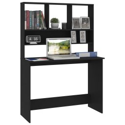 vidaXL Bureau met schappen 110x45x157 cm bewerkt hout zwart