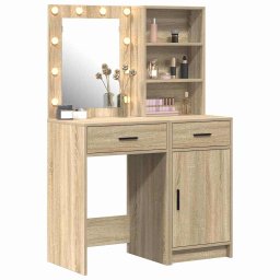 vidaXL Make-up tafel set met LED 2 st Sonoma Eiken Bewerkt hout