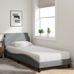 vidaXL Bed met matras "Dover" stof lichtgrijs 90x190 cm