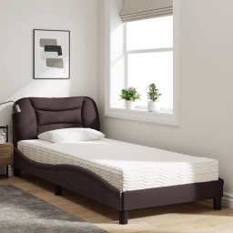 vidaXL Bed met matras "Hvar" stof donkerbruin 90x190 cm