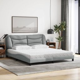 vidaXL Bed met matras "Hvar" stof lichtgrijs 180x200 cm