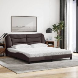 vidaXL Bed met matras "Hvar" stof donkerbruin 180x200 cm