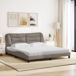 vidaXL Bed met matras "Hvar" stof taupe 180x200 cm