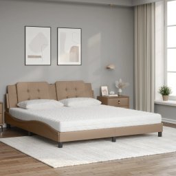 vidaXL Bed met matras "Zadar" kunstleer cappuccinokleurig 180x200 cm