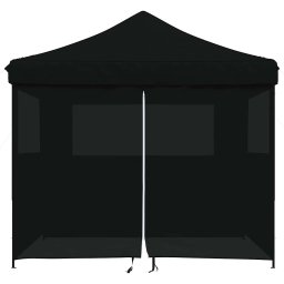 vidaXL Partytent inklapbaar pop-up met 4 zijwanden zwart