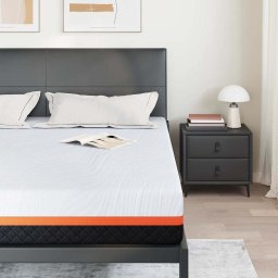 vidaXL Matras Wit en Grijs 200 x 200 cm Jacquard stof