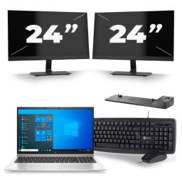 HP EliteBook 850 G8 - Intel Core i7-11e Generatie - 15 inch - 8GB RAM - 256GB SSD - Windows 11 Home + 2x 24 inch Monitor