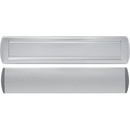 AXA Brievenbus Briefplaat met Tochtklep (model Curve Plus) Aluminium geslepen: Geluidsdempend en tocht- en waterdicht (340 x 74 mm)