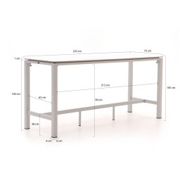Bellagio Trecenta bartafel 225x75x105cm - Laagste prijsgarantie!
