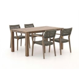 ROUGH-L Rope/ROUGH-S 160cm dining tuinset 5-delig stapelbaar - Laagste prijsgarantie!