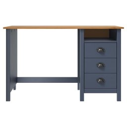 vidaXL Bureau Hill 3 lades 120x50x74 cm massief grenenhout grijs