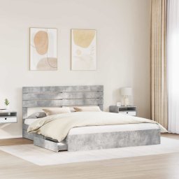 vidaXL Opslag bed met hoofdeinde Beton Grijs 180 x 200 cm Bewerkt hout