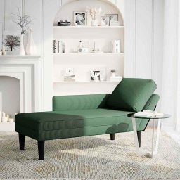 vidaXL Chaise longue met kussen corduroy stof donkergroen