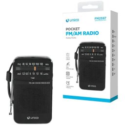 UNICO FM2597 Draagbare Radio FM/AM met Jack – Zwart
