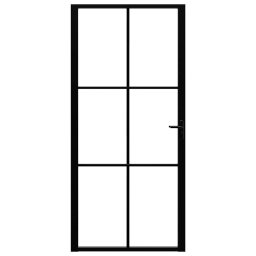 vidaXL Binnendeur 93x201,5 cm ESG-glas en aluminium zwart