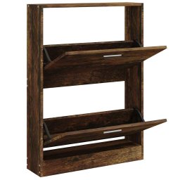 vidaXL Schoenenkast 59x17x81 cm bewerkt hout gerookt eikenkleurig
