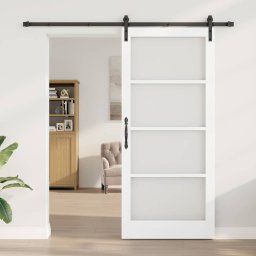 vidaXL Schuifdeur ORKDAL Wit 93 x 211 cm Massief grenenhout en glas