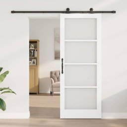vidaXL Schuifdeur ORKDAL Wit 83 x 211 cm Massief grenenhout en glas