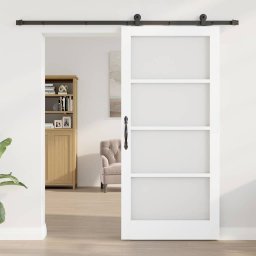 vidaXL Schuifdeur ORKDAL Wit 93 x 202 cm Massief grenenhout en glas