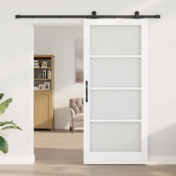 vidaXL Schuifdeur ORKDAL Wit 93 x 211 cm Massief grenenhout en glas