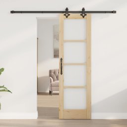 vidaXL Schuifdeur ORKDAL 61 x 198,5 cm Massief grenenhout en glas