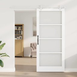 vidaXL Schuifdeur 93 x 211 cm Massief grenenhout en glas Wit