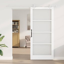 vidaXL Schuifdeur 93 x 211 cm Massief grenenhout en glas Wit