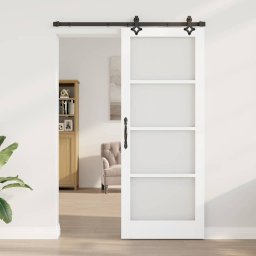 vidaXL Schuifdeur Wit 83 x 211 cm Massief grenenhout en glas