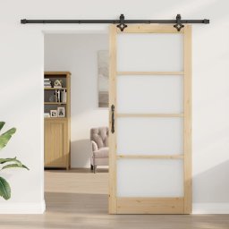 vidaXL Schuifdeur Naturel 93 x 211 cm Massief grenenhout en glas