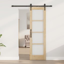 vidaXL Schuifdeur ORKDAL 61 x 198,5 cm Massief grenenhout en glas