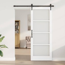 vidaXL Schuifdeur ORKDAL 83 x 211 cm Massief grenenhout en glas Wit