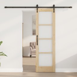 vidaXL Schuifdeur ORKDAL 61 x 198,5 cm Massief grenenhout en glas