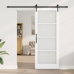 vidaXL Schuifdeur ORKDAL 83 x 211 cm Massief grenenhout en glas Wit