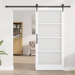 vidaXL Schuifdeur ORKDAL 93 x 202 cm Massief grenenhout en glas Wit